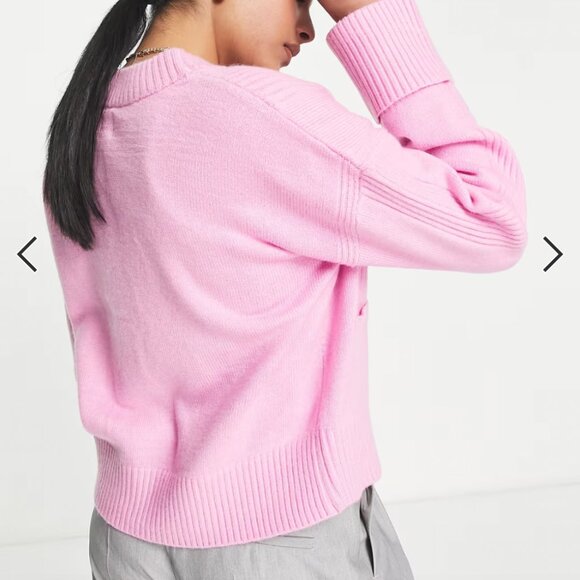 River Island boxy ribbed cardigan in bright pink size XS - Picture 4 of 8